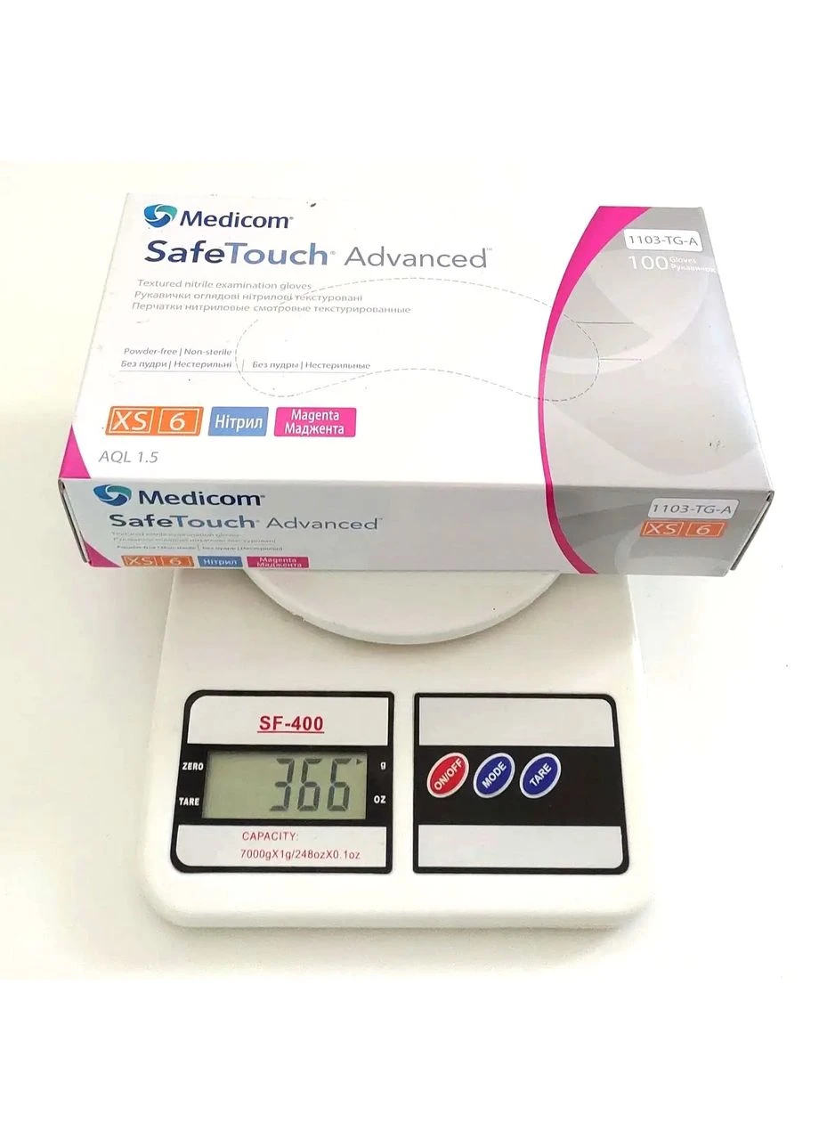 Перчатки нитриловые ярко розового цвета SafeTouch Advanced Magenta размер, 100 шт Medicom (400166890)
