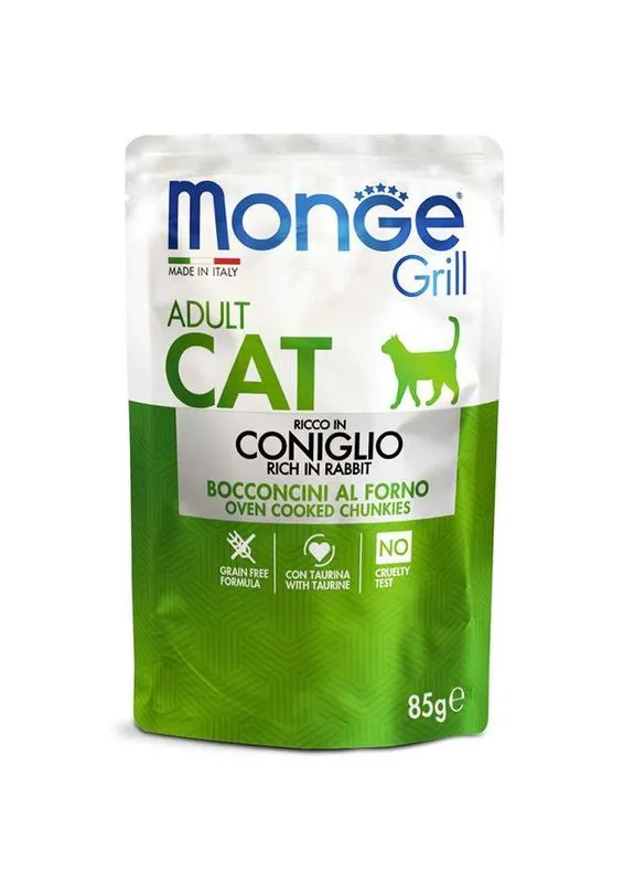 Grill Adult Cat Rabbit – Консервированный корм с кроликом для взрослых котов - 85 г Monge (327062033)