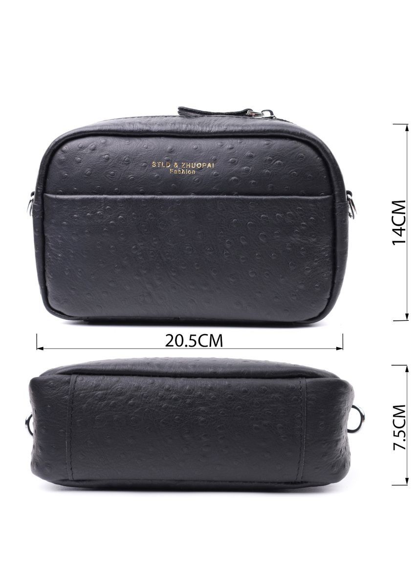 Фактурна кроссбоді для жінок з натуральної шкіри чорна 22659 Vintage (329195575)