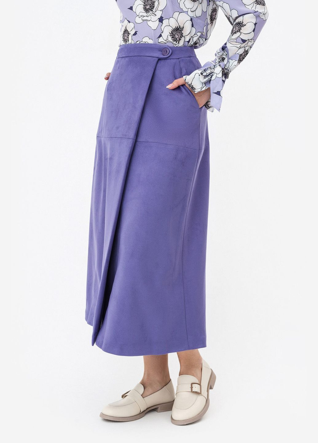 Фиолетовая кэжуал однотонная юбка Garne на запах