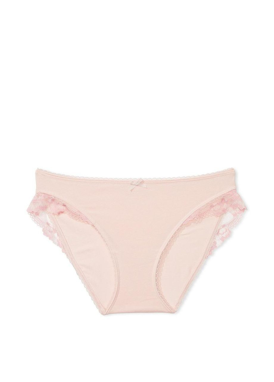 Жіночі трусики Cotton LaceTrim Bikini XS рожеві Victoria's Secret (286048207)