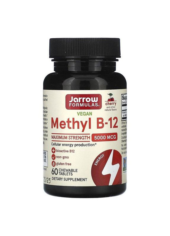 Витамин В12, Methyl B-12,, максимальная сила, 5000 мкг, 60 жевательных таблеток Jarrow Formulas (362368784)