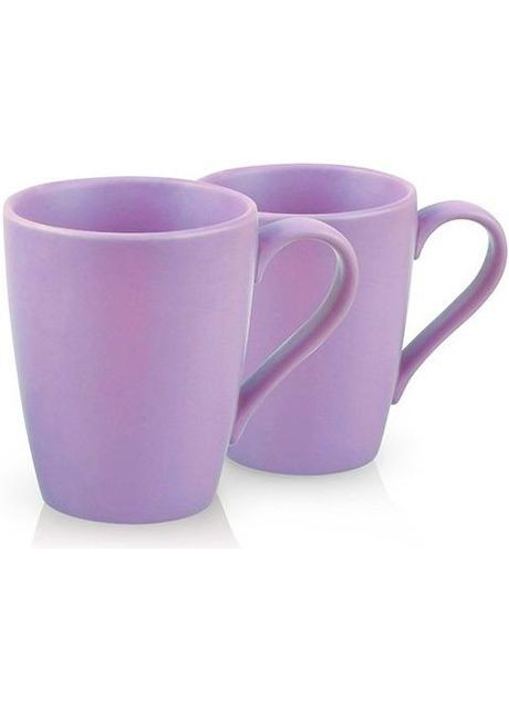 Набор керамических кружек 2 шт 300мл матовые фиолетовые для чая и кофе посуда для напитков Fissman (368988433)