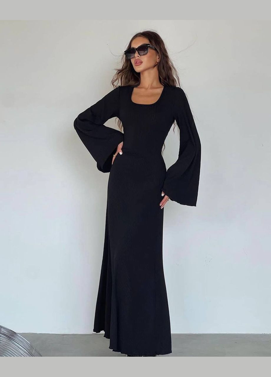 Черное праздничный, коктейльное, деловое, повседневный, кэжуал, джинсовое, вечернее платье женское No Brand однотонное