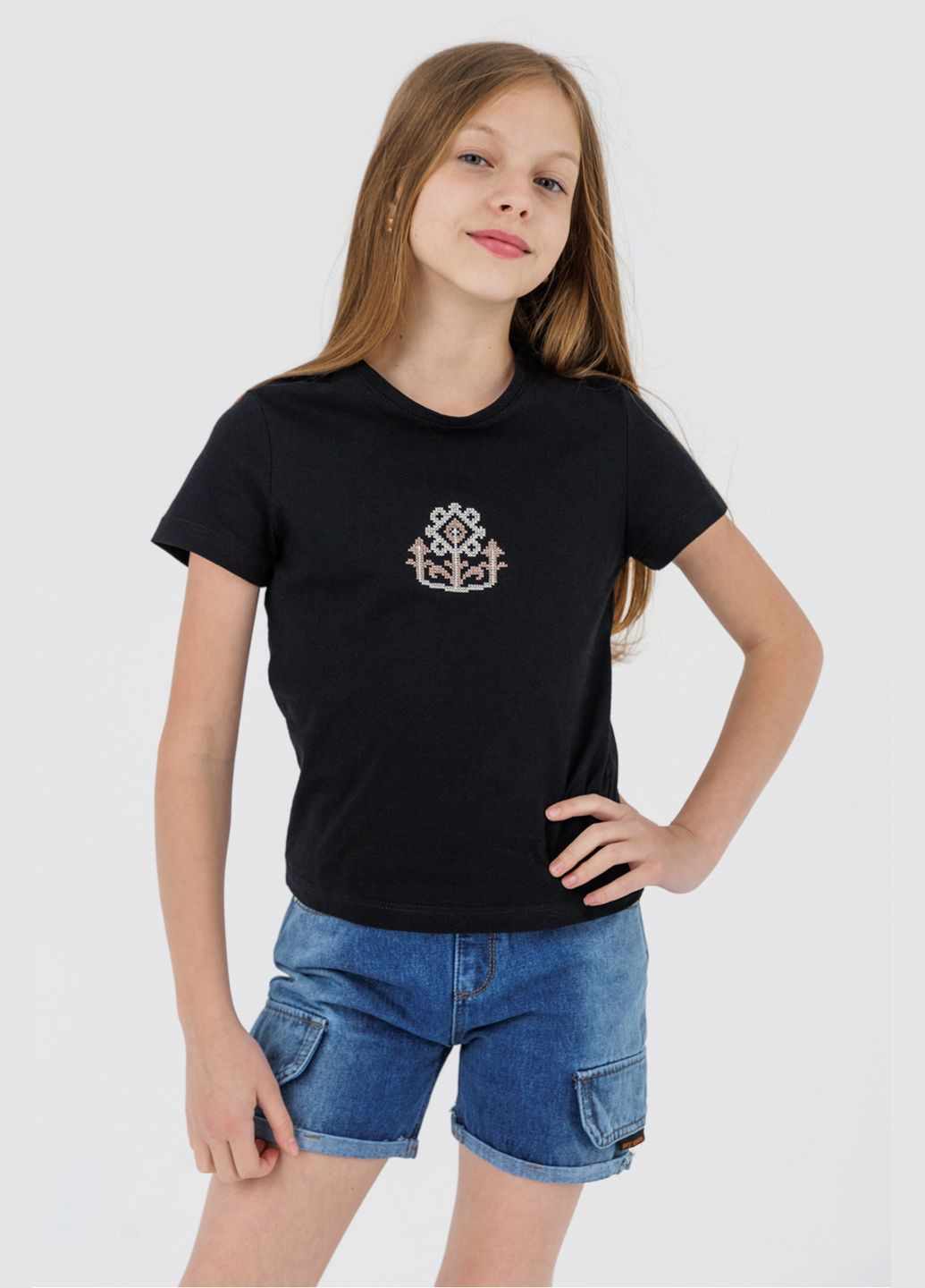 Чорна літня футболка з принтом дитяча s-e-kb02304-fl 116 см (2000990575432s) shop (2000990575432) Demos