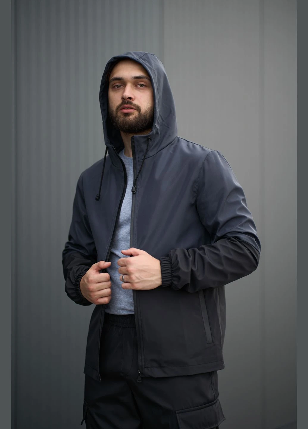 Синя демісезонна куртка softshell light синьо-чорна Intruder