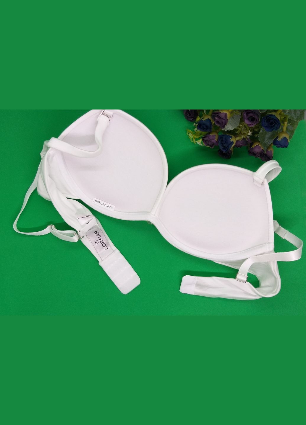 Белый модный бюстгальтер пуш-ап 2+ double гладкий лормар дабл Lormar полиамид