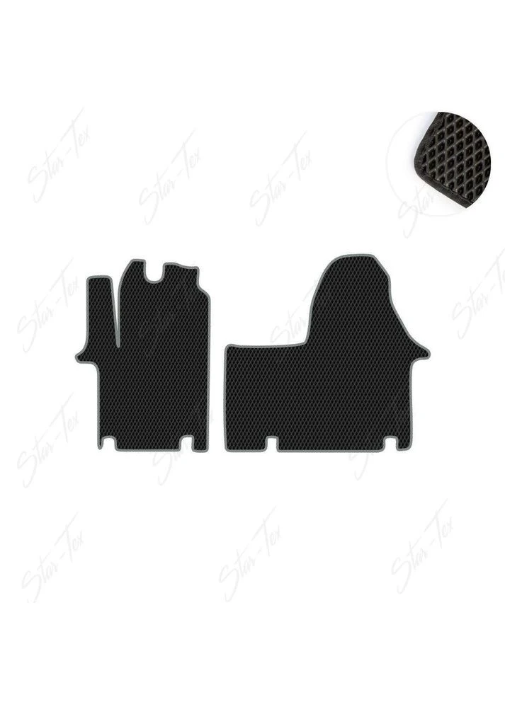 Комплект ковриков на 1-й ряд на Renault Trafic II (2001 - 2014) левый руль 1+2 EVA/Ромб Черный + Серый Star-Tex (385023757)