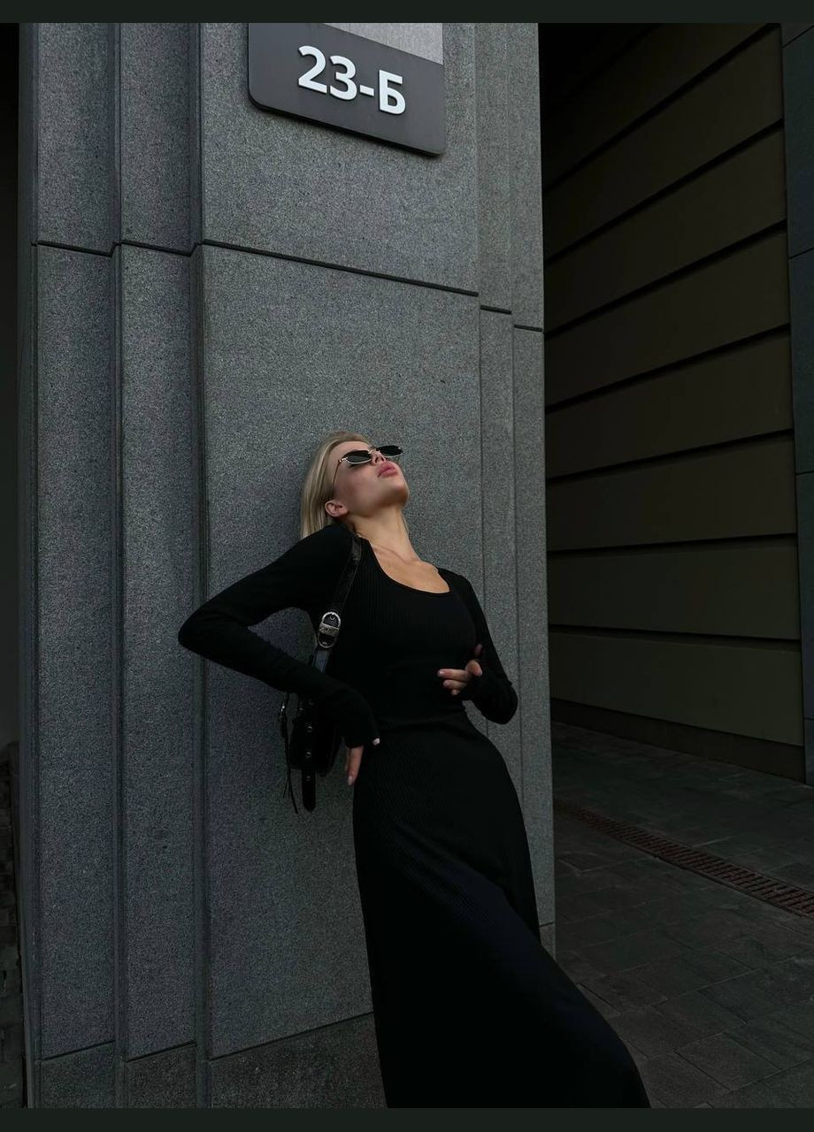 Чорна повсякденний, кежуал сукня No Brand однотонна