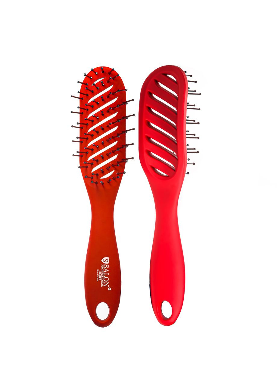 Щітка для волосся масажна пластикова продувная червона Salon Professional (302722588)