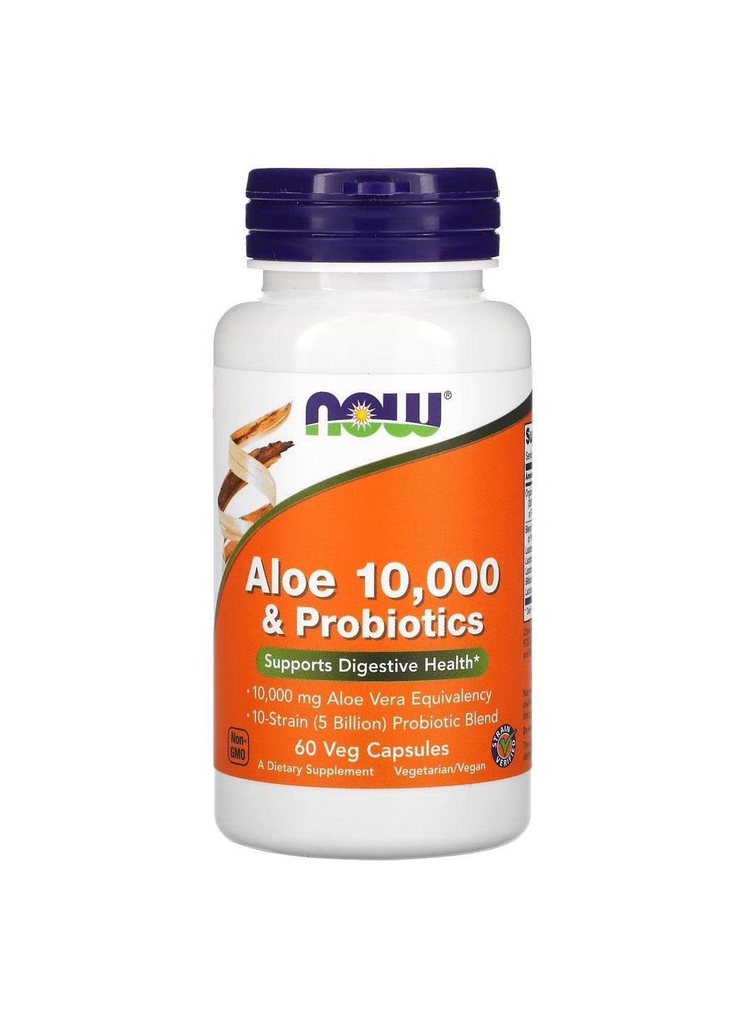 Алоэ Вера 10.000 с Пробиотиками 5 млрд. Aloe Vera & Probiotics - 60 вег.капсул Now Foods (284119898)