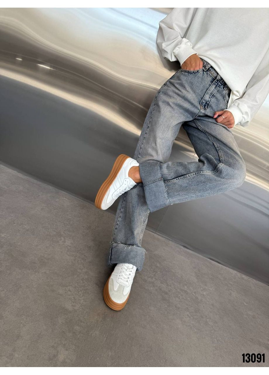 Білі кеди жіночі шкіряні з замшею, комбіновані No Brand