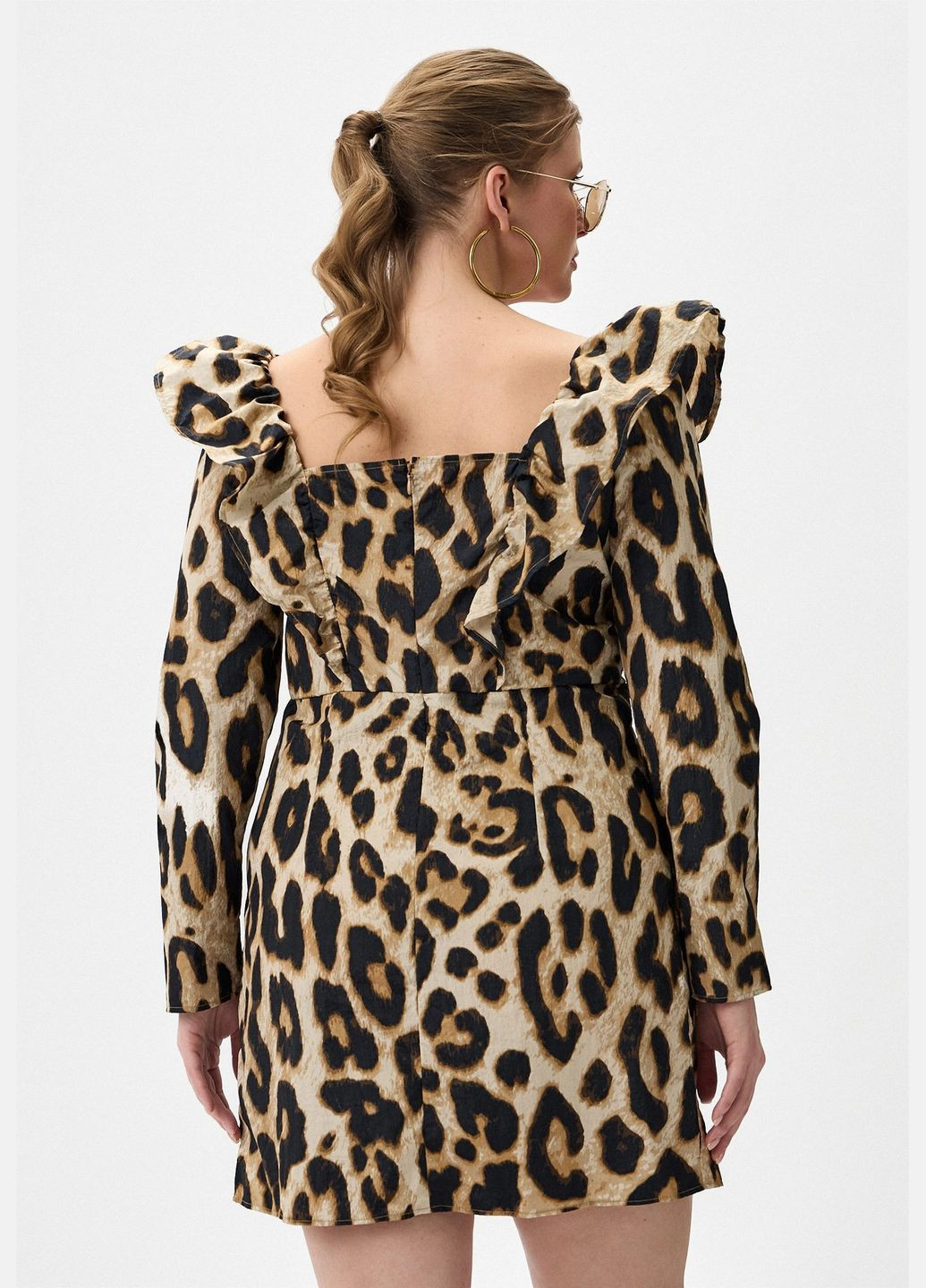 Комбинированное кэжуал платье в принт H&M однотонное