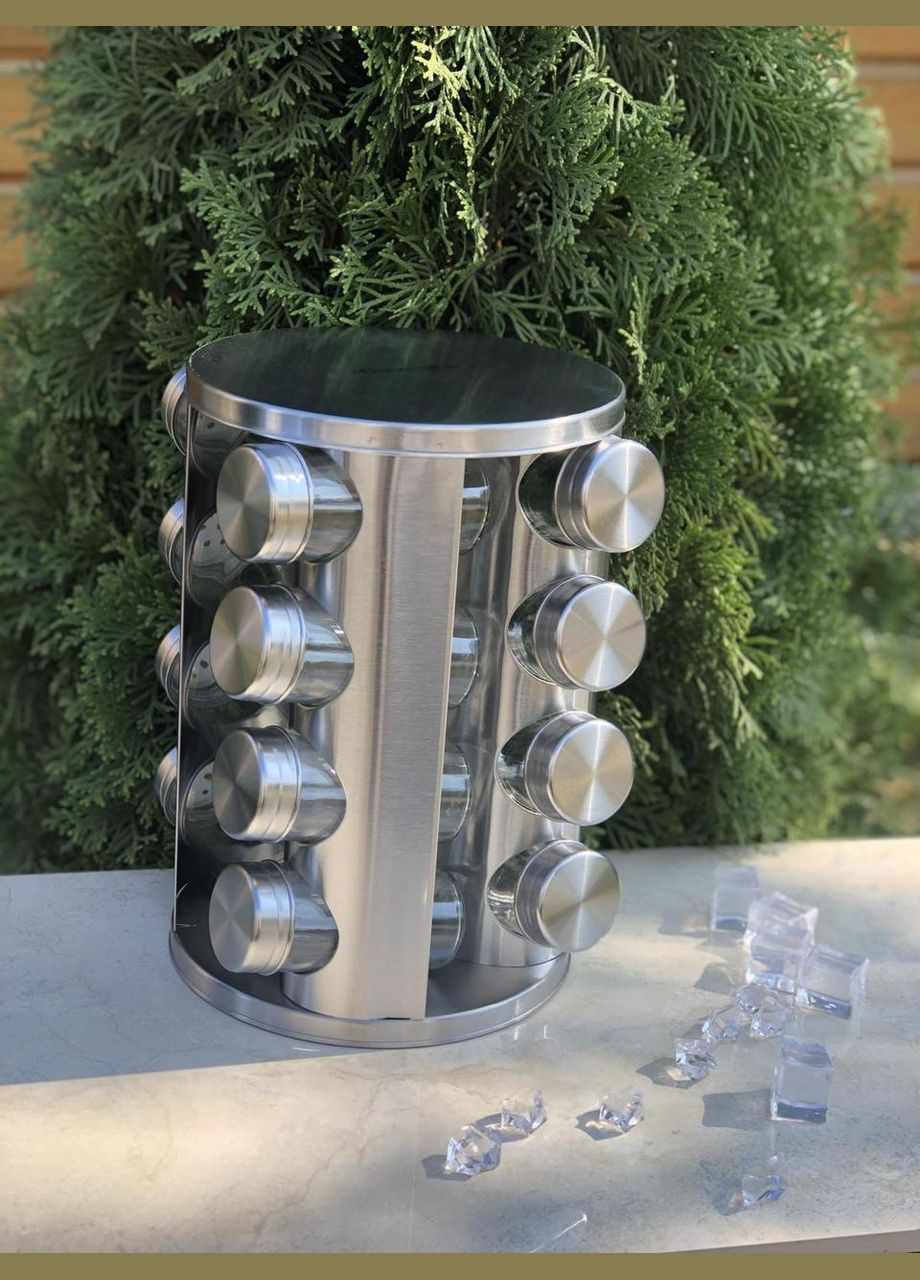 Набор ёмкостей для специй на круглой металлической подставке 16 шт Kamille (303209628)