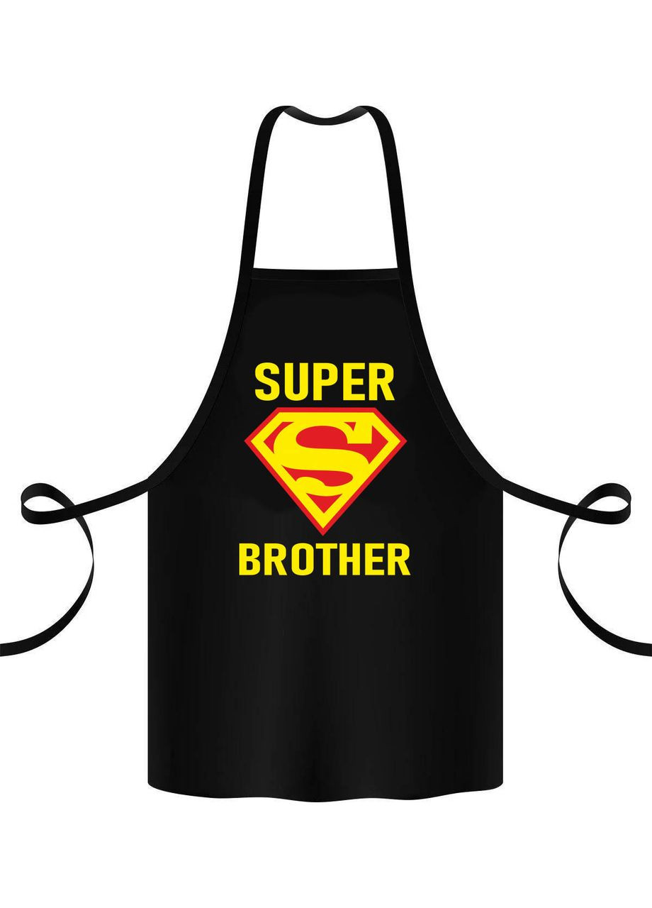 Фартух чорний кухонний з оригінальним принтом "Super brother" Кавун (316114349)