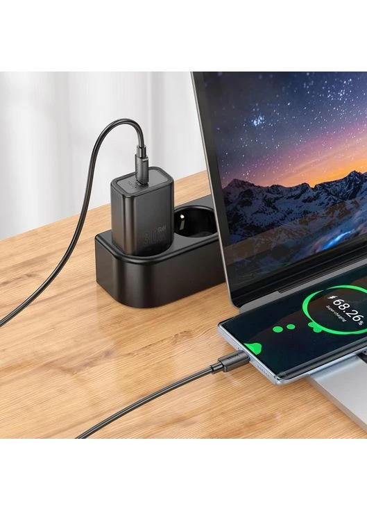 Сетевое зарядное устройство N62 Gentle single port PD30W charger (EU) Black Hoco (391226558)