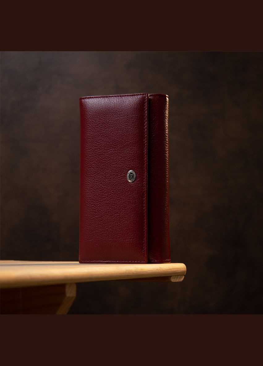 Жіночий гаманець із натуральної шкіри із монетницею 19392 Темно-червоний st leather (306881456)