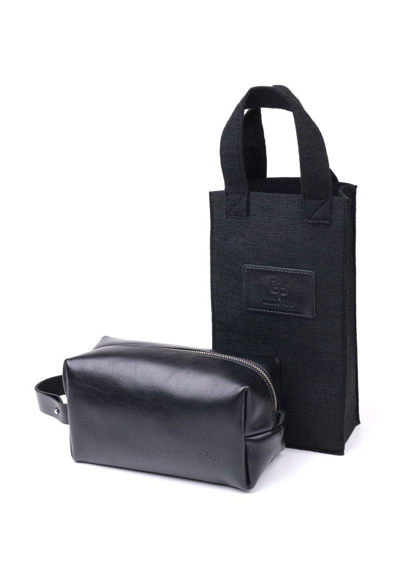 Несесер чоловічий великого розміру з гладкої шкіри на блискавці Україна 16767 Чорний Grande Pelle (298568207)