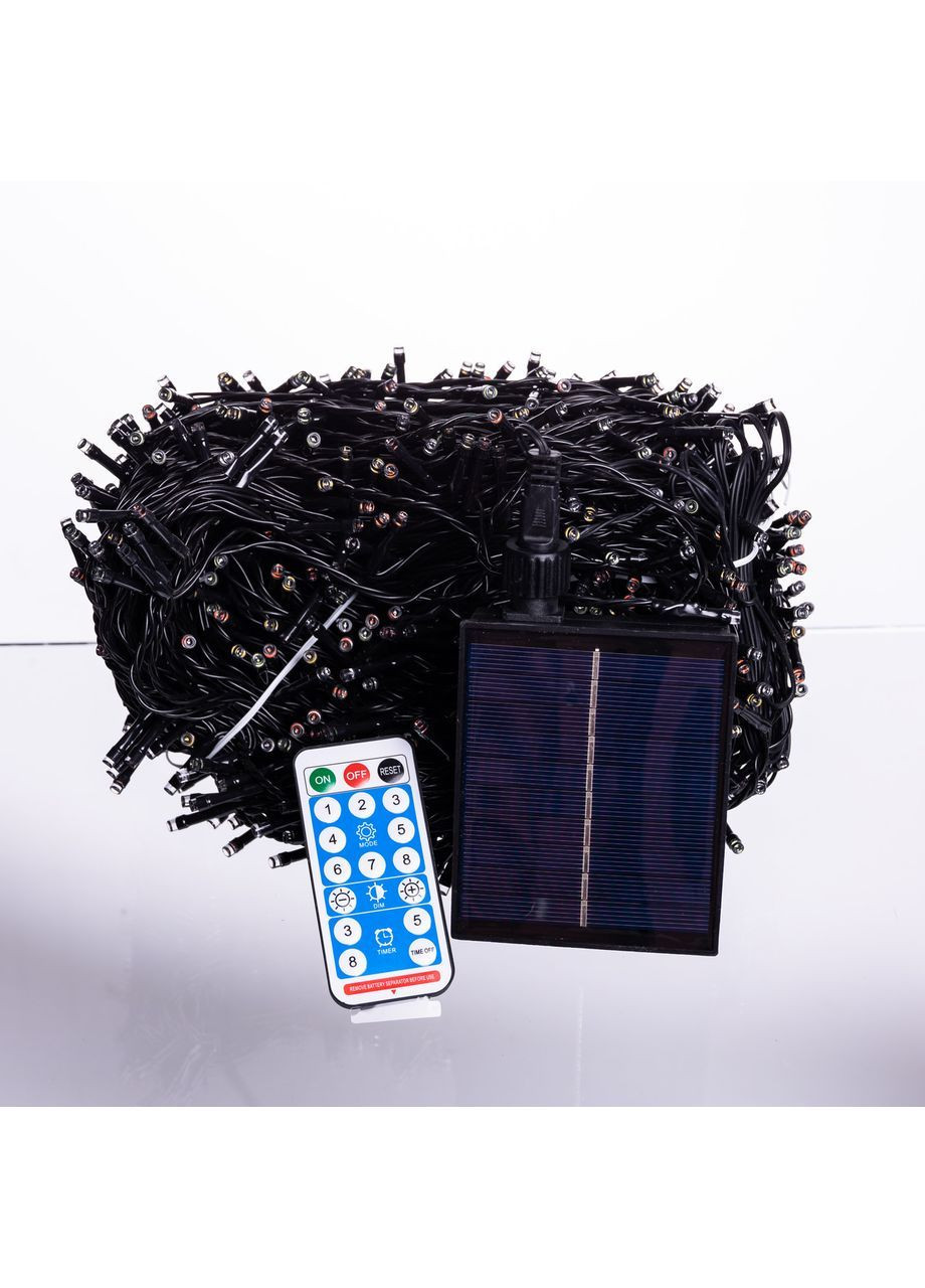 Гірлянда Нитка вулична 1000 LED 100 м на сонячній батареї чорна, мультиколор No Brand (369144600)