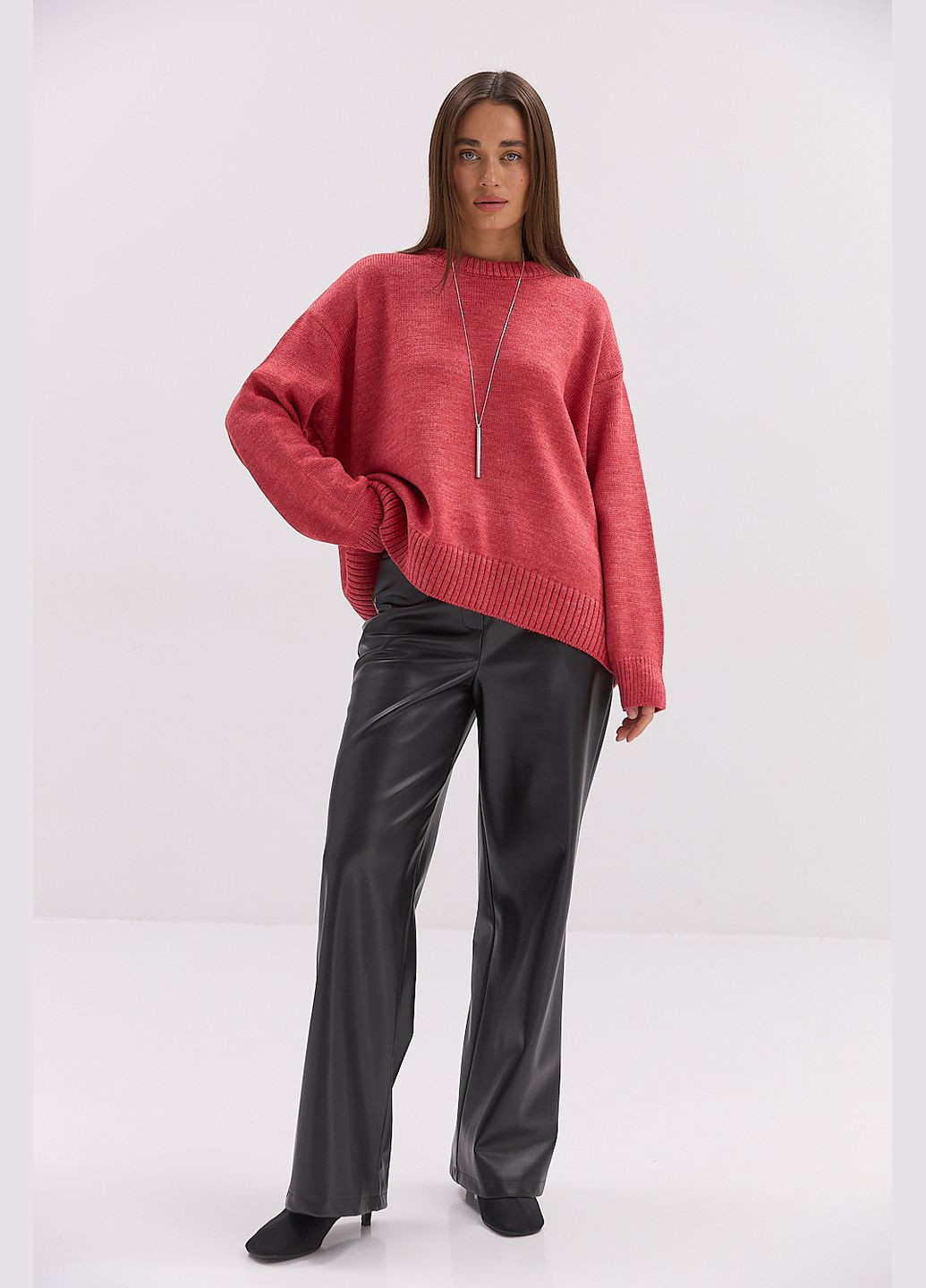 Женский вязаный джемпер оверсайз темно-шоколадного цвета Arjen (317233883)