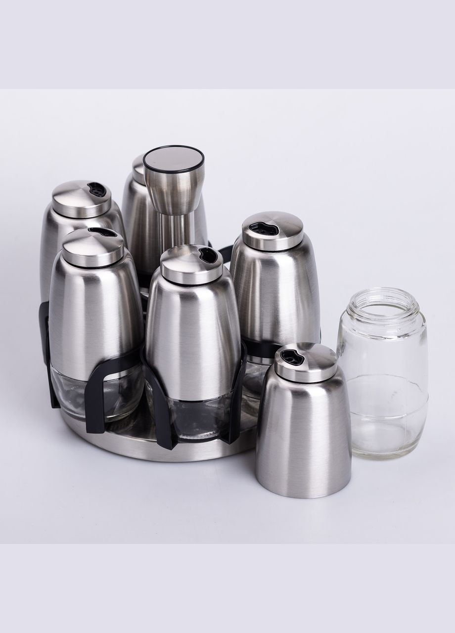 Набір для спецій на поворотній підставці 6 штук по 120 мл, хром Yiwu (326599378)