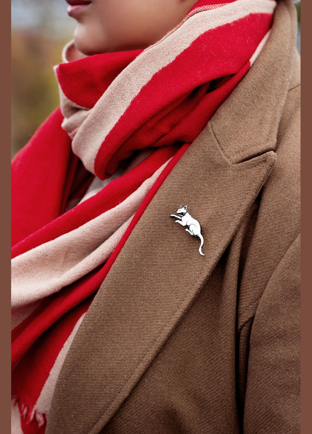 Срібна брошка Кішка (9501) IRIJ (340334007)