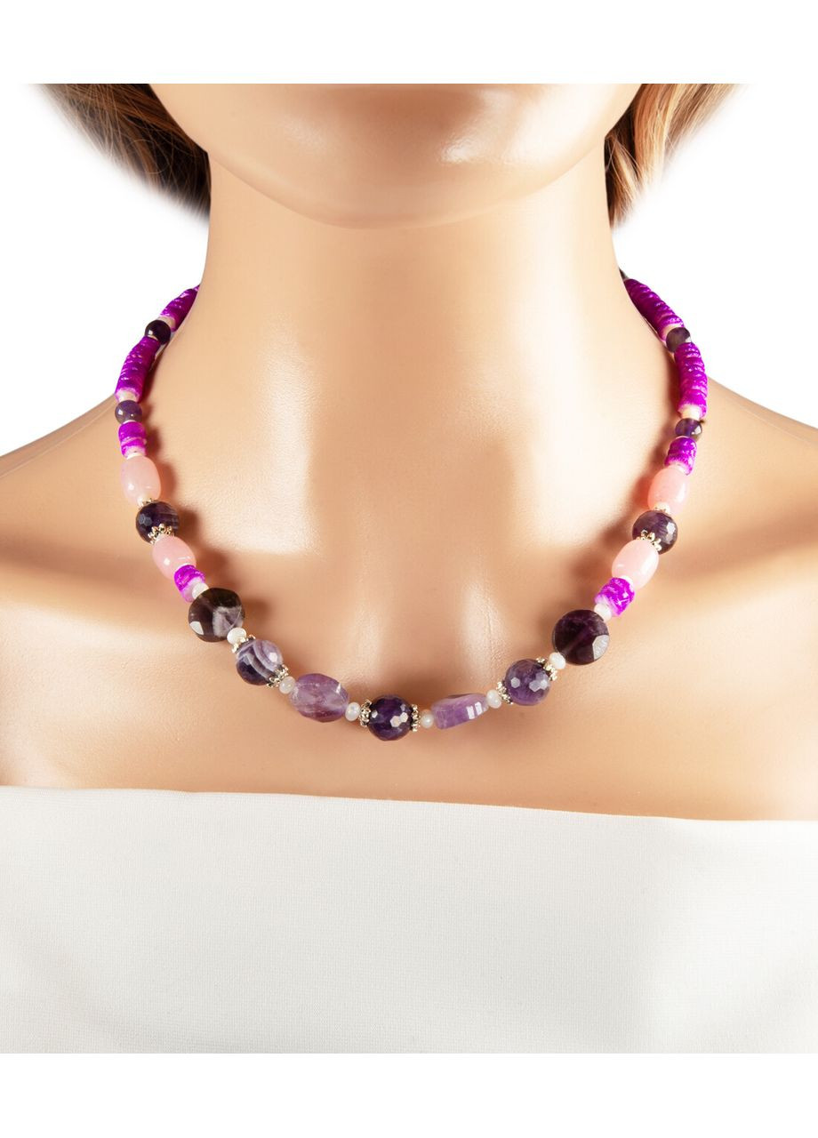 Намисто "Сирена" Аметист, Рожевий кварц, Перламутр Fursa fashion (362138708)