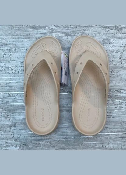 Бежевые повседневные, пляжные женские шлепанцы flip v2 bone Crocs