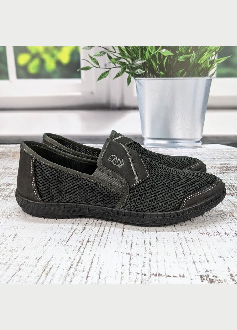 Серо-зеленые мокасины мужские текстильные сетка Dago