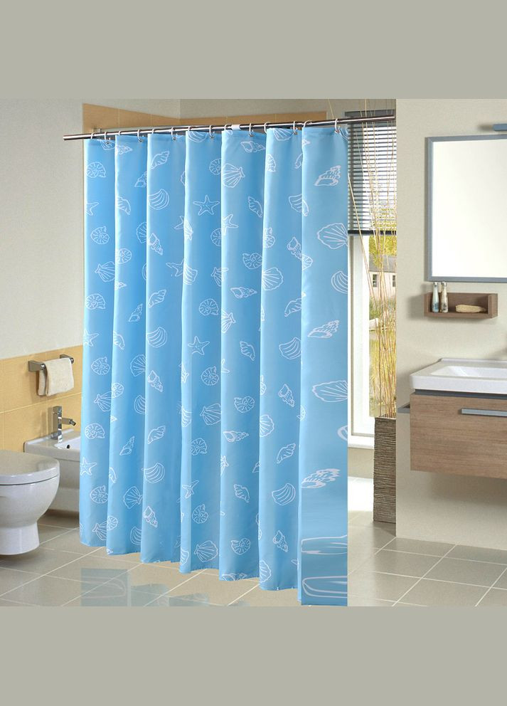 Тканинна шторка для ванної та душу Sea Breeze блакитного кольору 180x200 см No Brand (335029578)