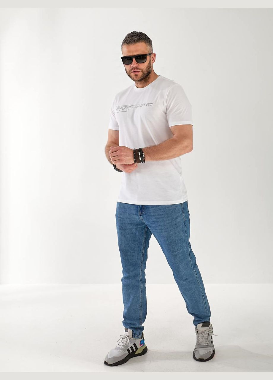 Біла чоловіча футболка з цифрами білого кольору 33449 No Brand