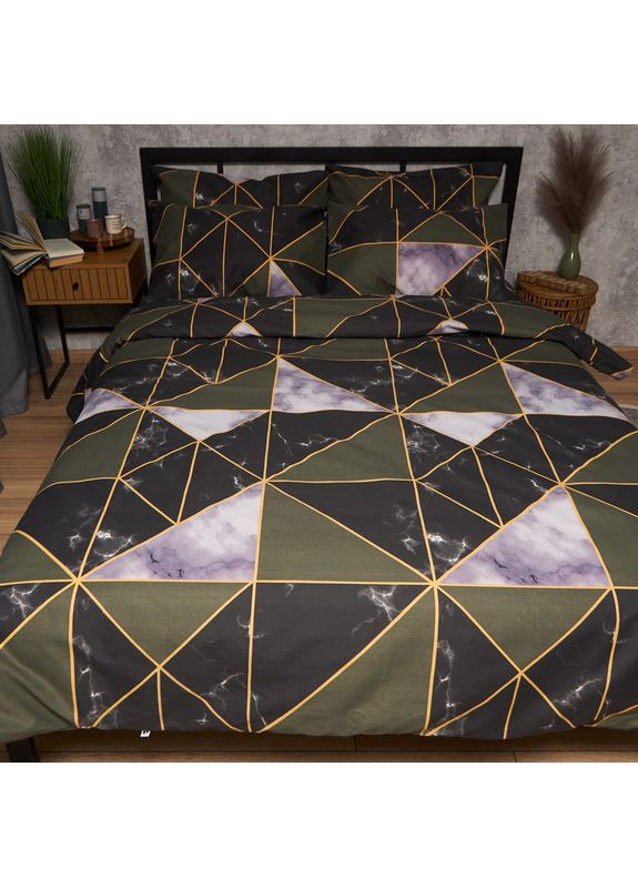 Комплект постільної білизни Мікросатин Premium Полуторний 143х210 наволочки 4х50х70 (MS-820009923) Moon&Star Golden Marble (356115759)
