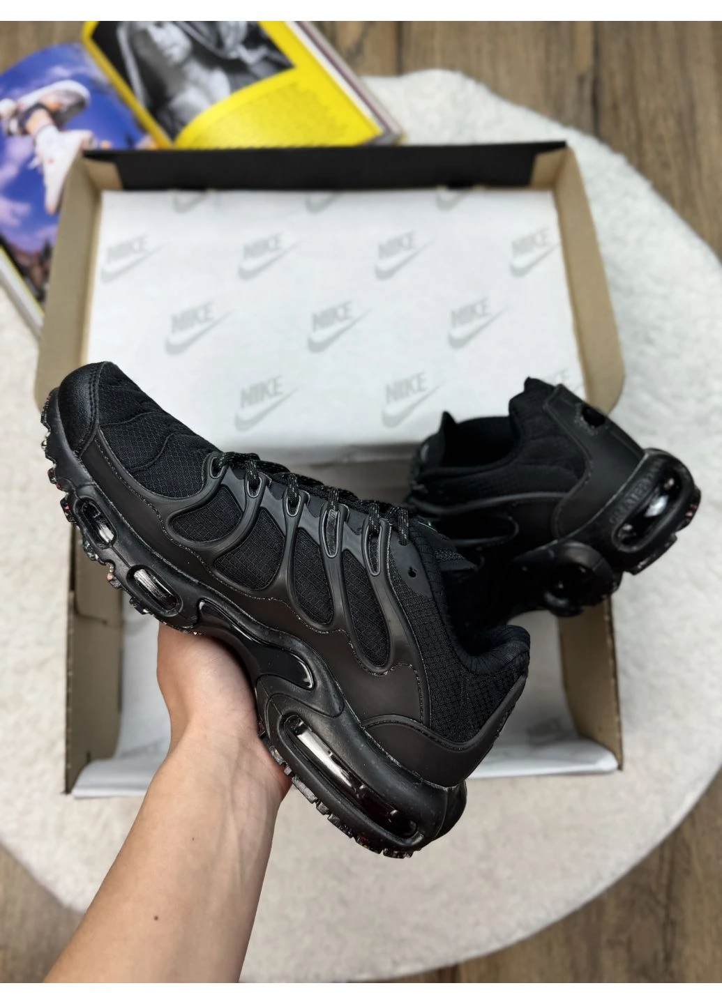 Черные демисезонные кроссовки мужские nike air max tn terrascape plus black найк аир макс тн плюс черные No Brand