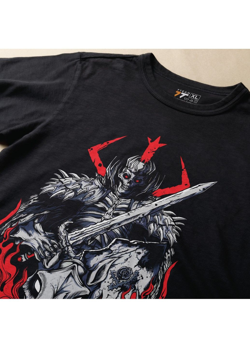 Чорна футболка з принтом берсерк - лицар череп No Brand