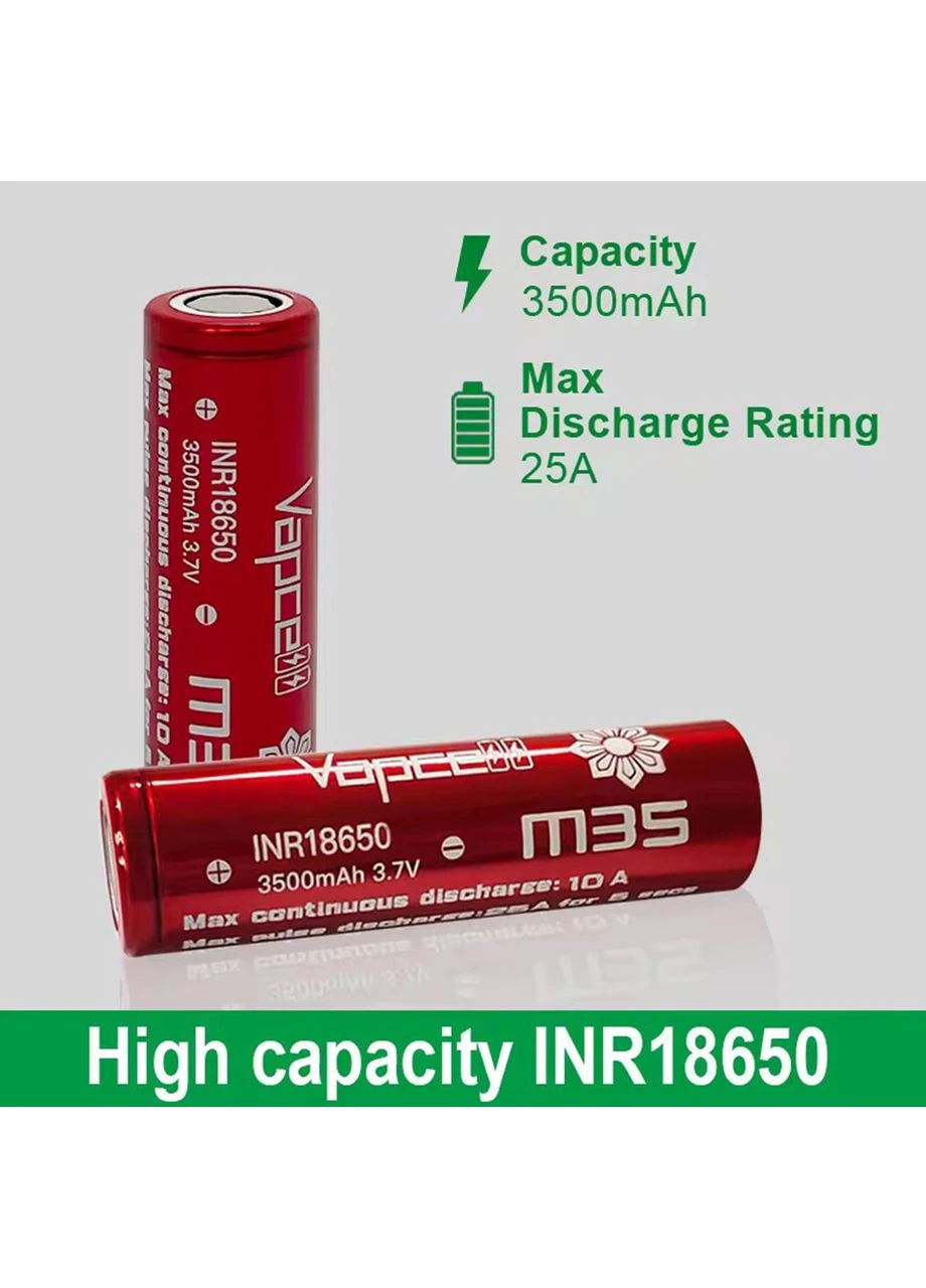 Акумулятор INR18650 3500 mAh 3.7V (Flat Top) – комплект 2 шт. у захисному чохлі VapCell (382940733)