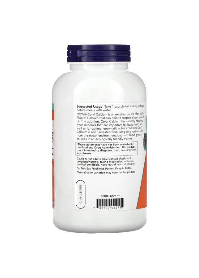 Вітаміни та мінерали Coral Calcium 1000 mg, 250 вегакапсул Now (322210127)