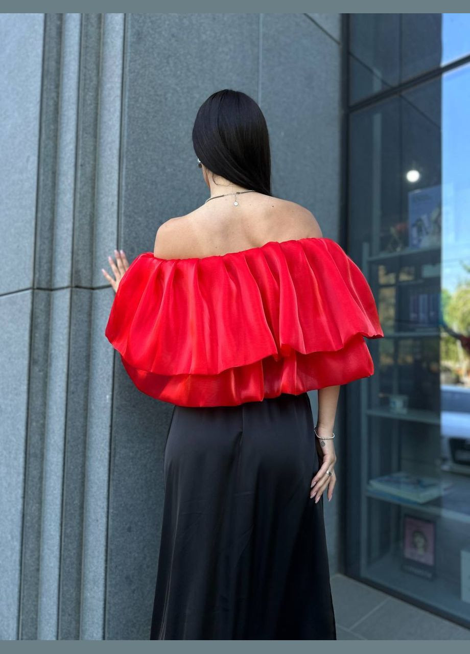 Воздушный женский топ с воланами красного цвета 32504 No Brand (348779829)