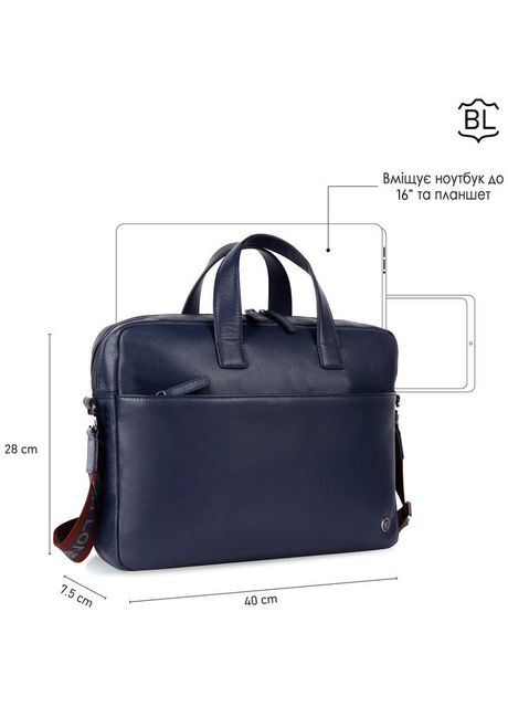 Сумка мужская кожаная портфель в дорогу планшет для документов А4 для телефона Синий 34266 Brampton London (331861738)
