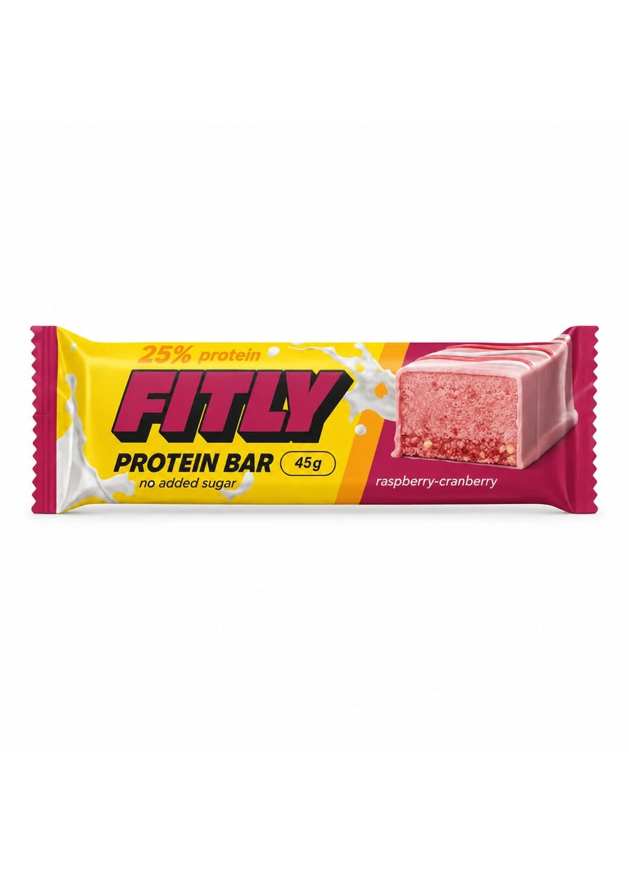 Протеиновый батончик Protein Bar 25% No Added Sugar, 45 грамм - Клюква-малина Fitly (400133814)
