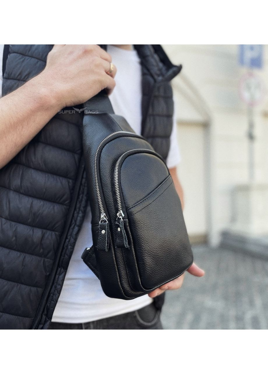 Сумка-слинг мужская черная через плечо из натуральной кожи A25F-515-1A Tiding Bag (336551834)