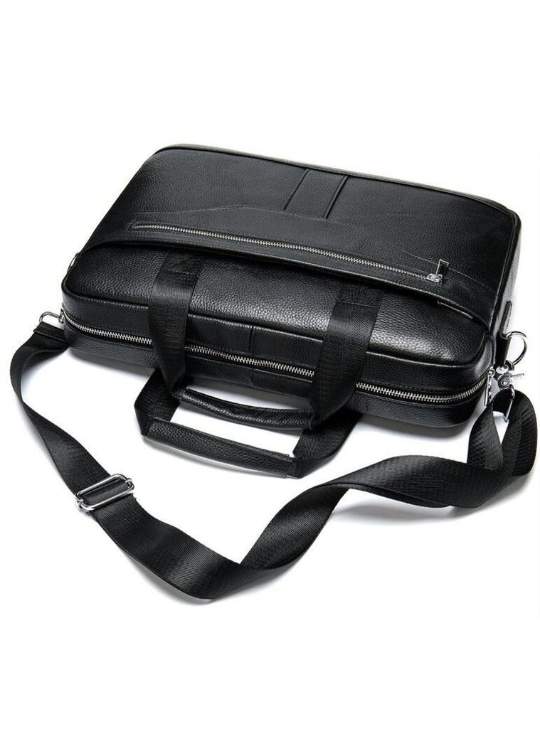 Деловая мужская сумка из зернистой кожи 14886 Черная Vintage (331907914)