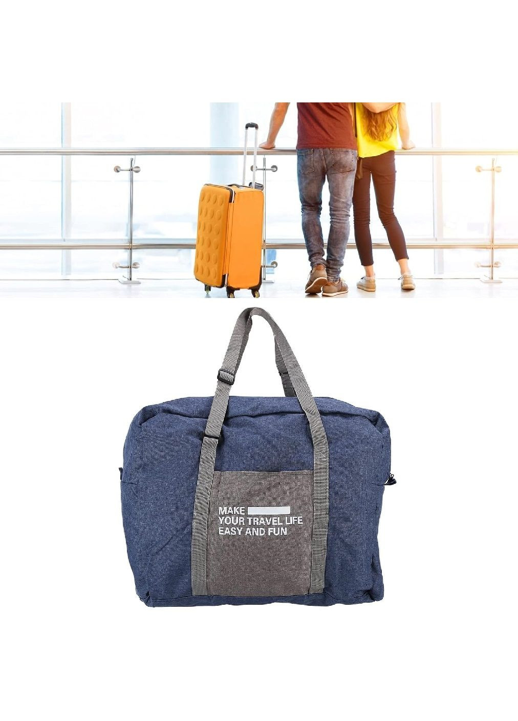 Сумка тревел кейс трансформер дорожная складная с тканевыми ручками для путешествий командировок 45х33х18 см (479542-Prob) Синяя Unbranded (322186306)