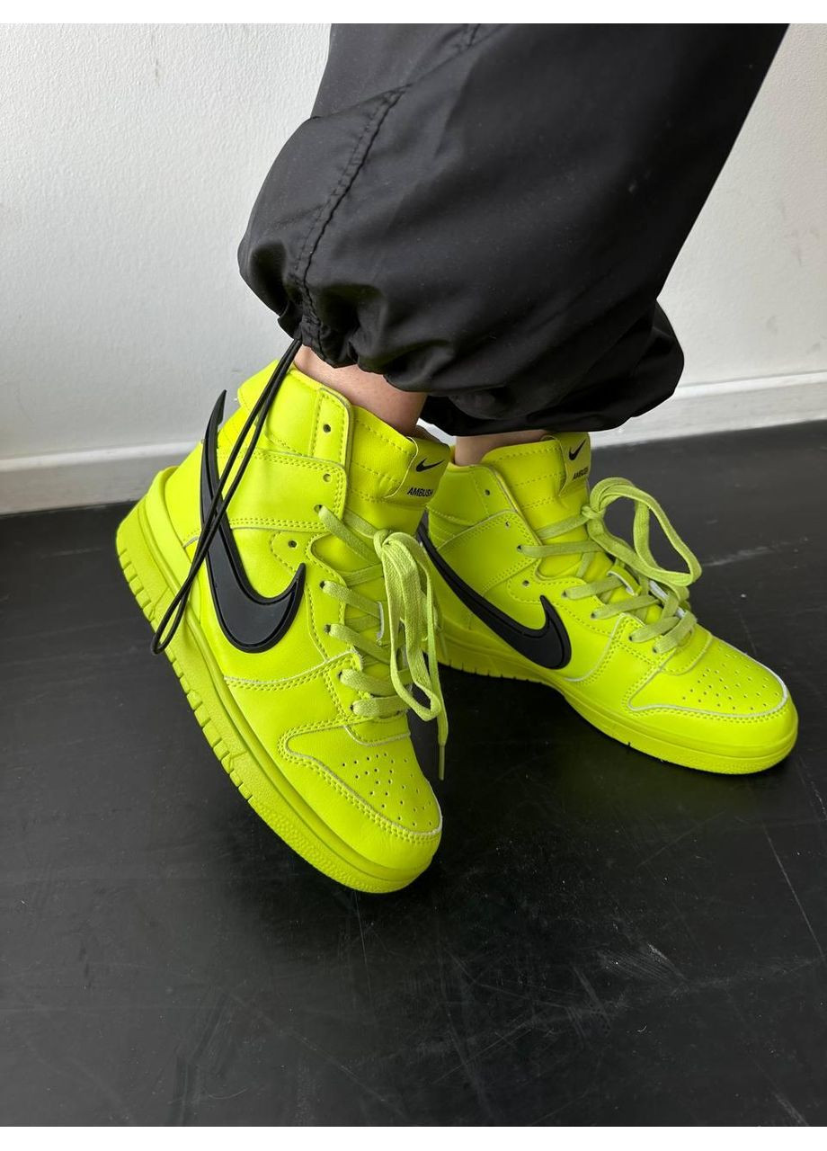 КРОСІВКИ ЖІНОЧІ NIKE SB DUNK HIGH X AMBUSH ACID GREEN НАЙК СБ ДАНК No Brand сірі демісезони (368887869)