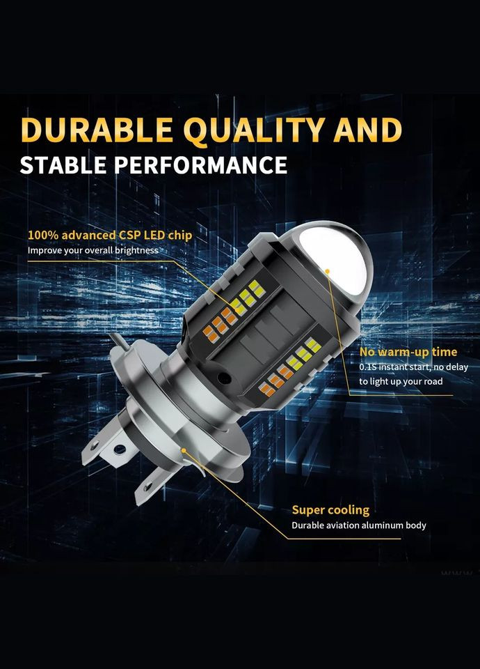 Світлодіодна лампа H4 LED Moto ближній/дальній 9 -16V 2000 Lm 6000 K No Brand (302242346)