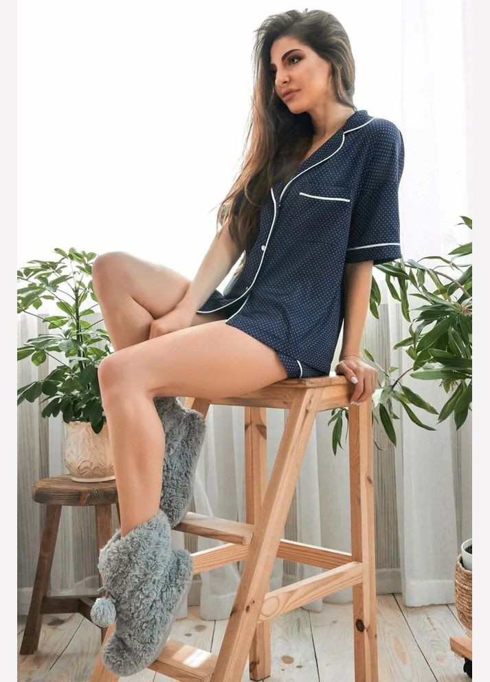 Синя всесезон піжама сорочка + шорти Seventeen