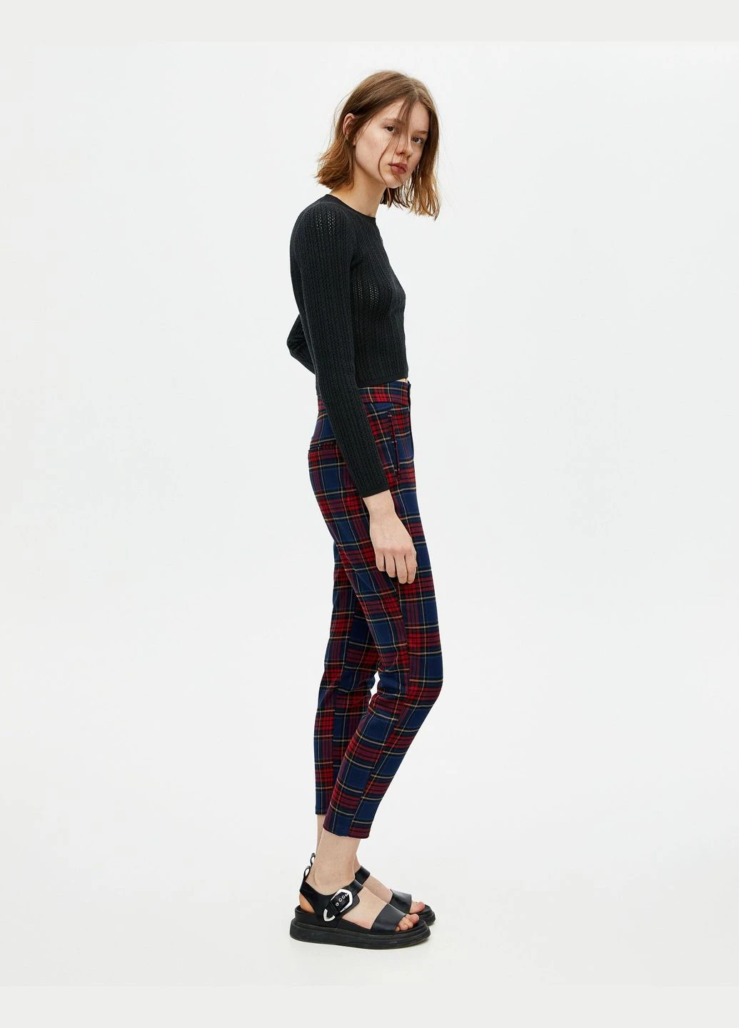 Брюки демисезон,синий в клетку, Pull & Bear (257521349)