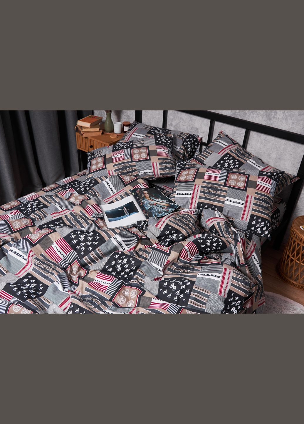 Комплект постільної білизни Бязь Gold Люкс євро 200х220 наволочки 2х50х70 (MS-820003406) Moon&Star Nautical (288043727)