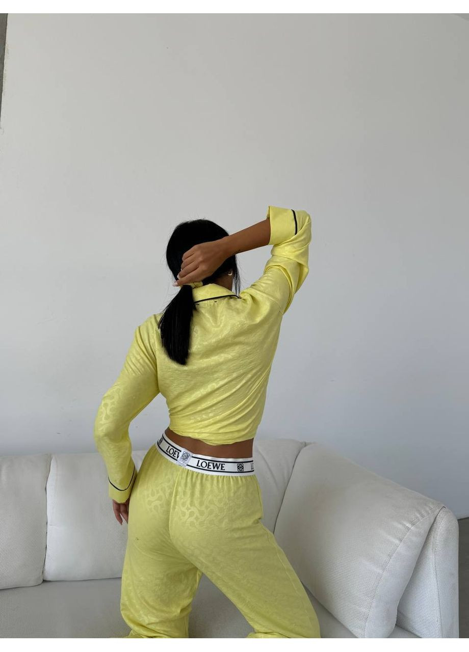 Желтая всесезон женская пижама жёлтая свитшот + брюки Vital-Textile 1272