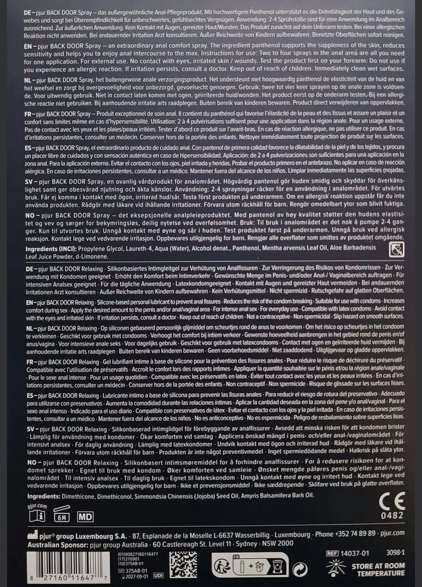 Подарунковий набор BACK DOOR Value Pack: силіконова змазка 100 мл та розслаблювальний спрей 20 - CherryLove Pjur (330619807)