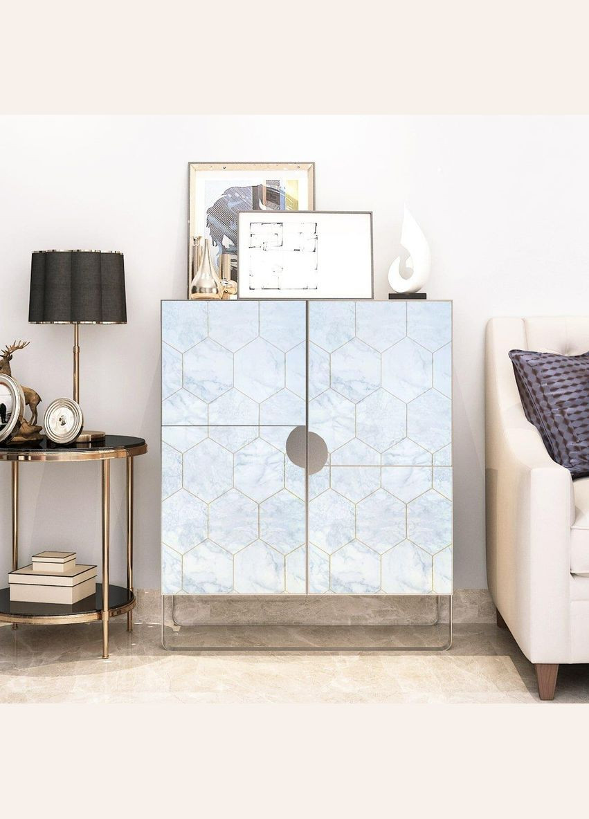 Самоклеящаяся пленка малахитовый мрамор золотые соты 0,45х10м (3DPanda-1214) Sticker Wall (323154753)